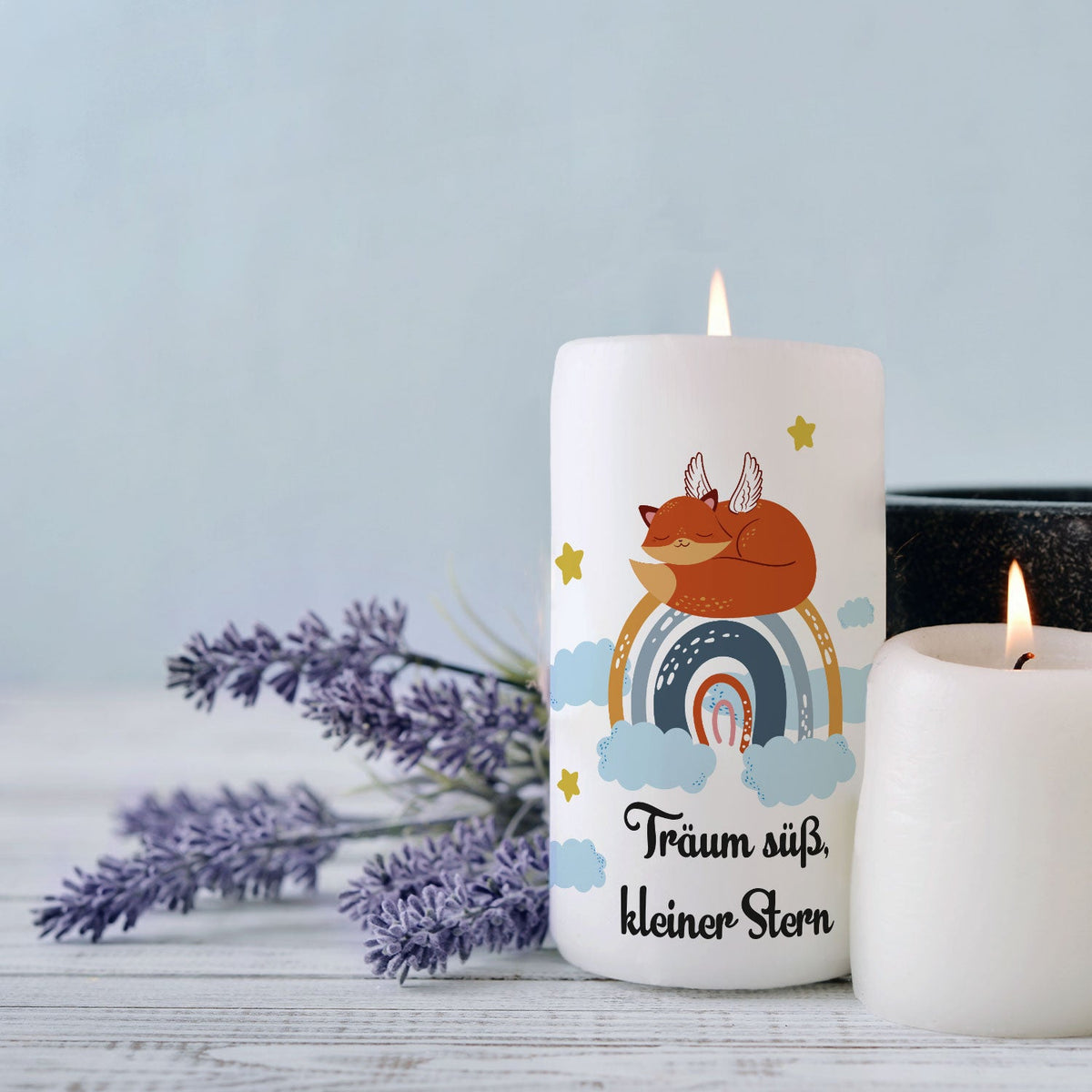 Kleine Sternenkind Kerze Regenbogen Fuchs