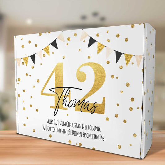 Cadeaudoos Goud met eigen tekst – perspectiefaanzicht