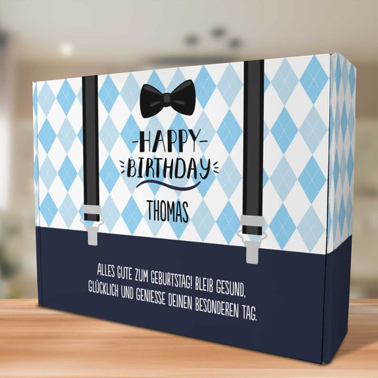 Cadeaudoos Bretels met eigen tekst – perspectiefaanzicht