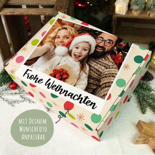 Gepersonaliseerde cadeaudoos Retro-foto in bont – perspectiefaanzicht