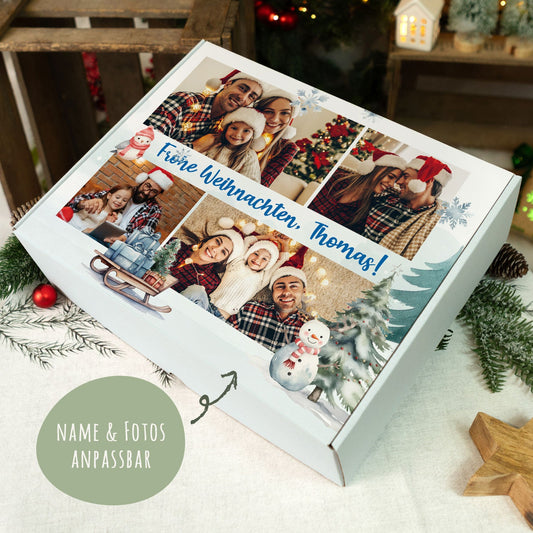 Gepersonaliseerde cadeaudoos met 4 foto's – perspectiefaanzicht