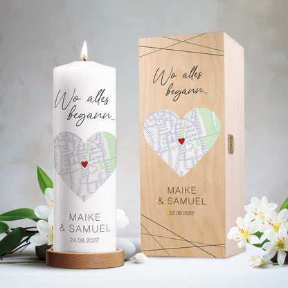 Kerze „Wo alles begann“ – Seitenansicht