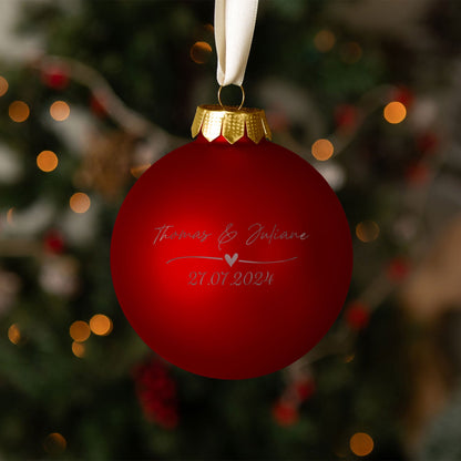 Personalisierte Wedding Love Weihnachtskugel aus Glas