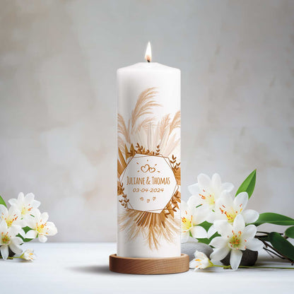 Große Hochzeitskerze „Tropical Pampasgras“ – weitere Produktansicht