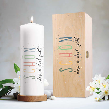 Cadeaukaars „Schön, dass es dich gibt“ – 25 cm