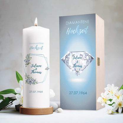 Hochzeitskerze „Diamanthochzeit“ – Druckdetail