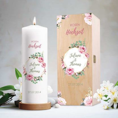 Hochzeitskerze „Rosenhochzeit“ – Druckdetail