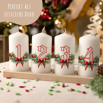 Adventskaarsen ‘Floral’ – set van 4 voor de adventskrans