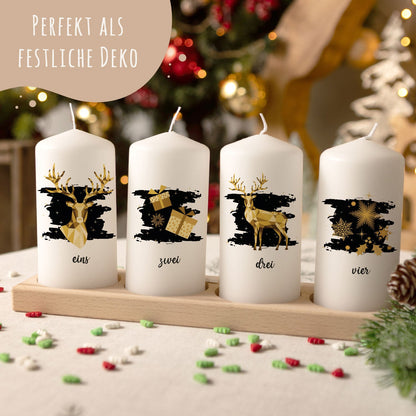Adventskerzen „Geometrisch Gold“ – 4er-Set