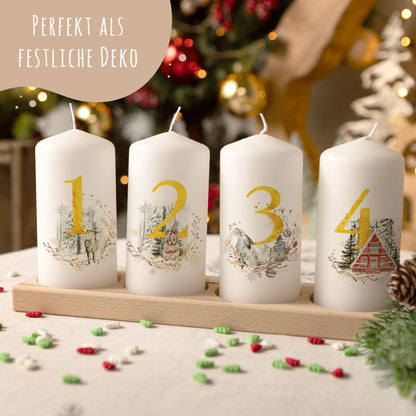 Adventskaarsen ‘Gouden cijfers’ – set van 4