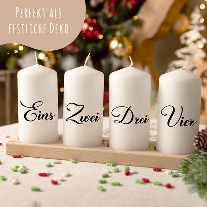 Adventskerzen „Ziffern“ – 4er-Set mit Zahlen oder Schrift