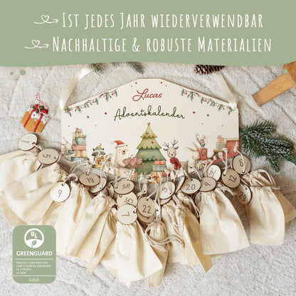 Gepersonaliseerde houten adventskalender „Kerstvoorbereiding“ – met naam