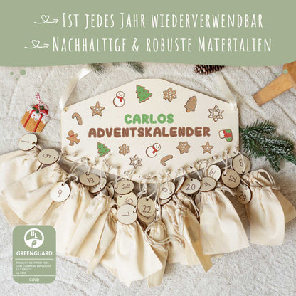 Gepersonaliseerde houten adventskalender „Peperkoek“ – met naam