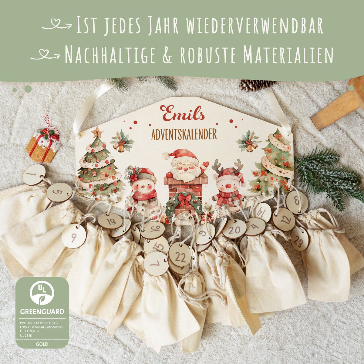 Gepersonaliseerde houten adventskalender „Sinterklaas“ – met naam