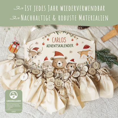 Gepersonaliseerde houten adventskalender „Kerstgroep“ – met naam