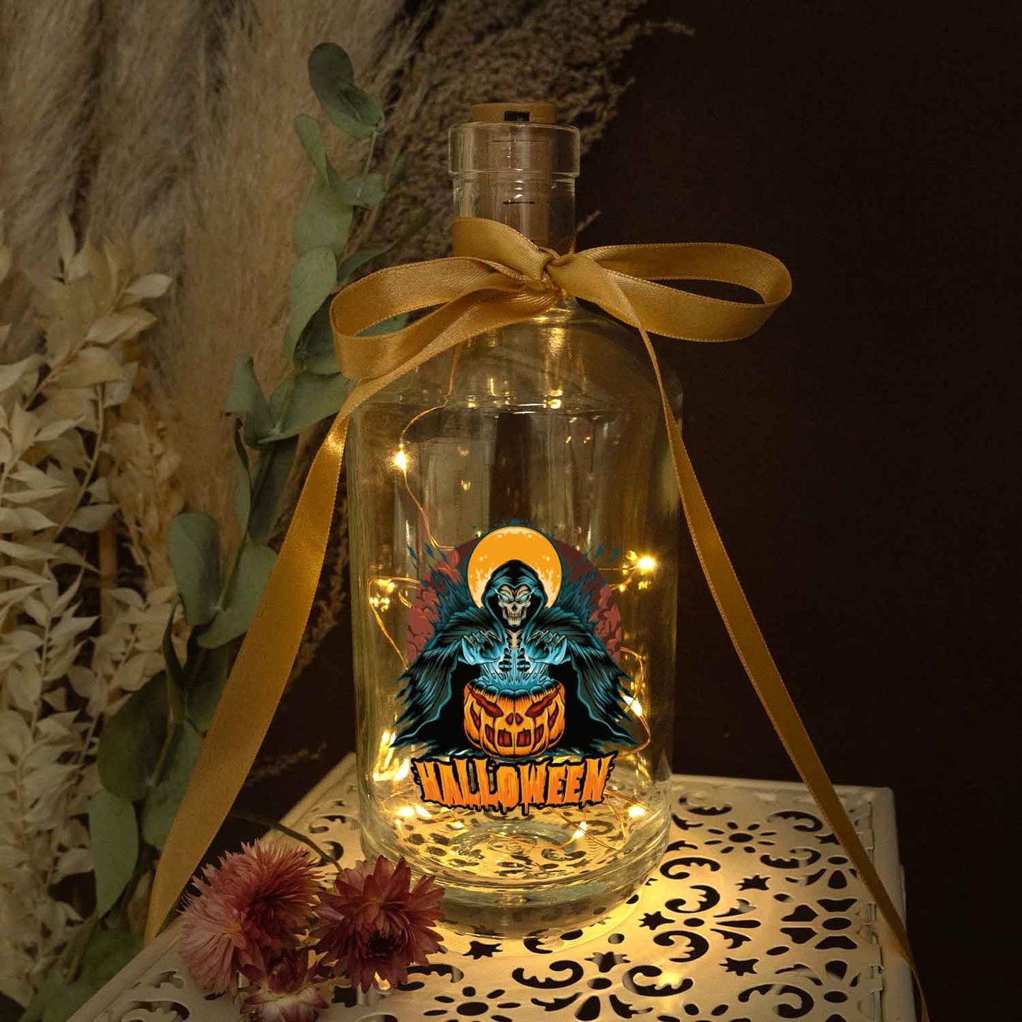 Halloween-Flaschenlicht „Reaper“ – Motivdetail