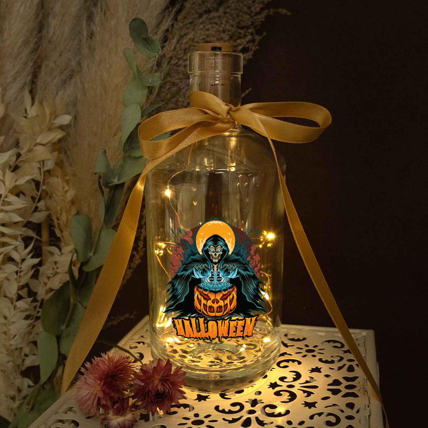 Halloween-Flaschenlicht „Reaper“ – Motivdetail