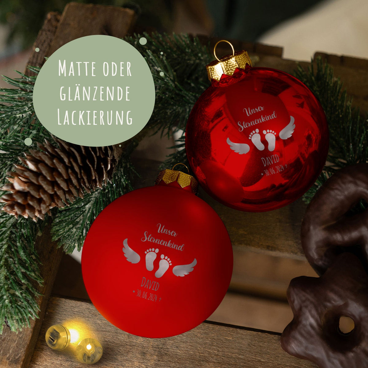 Gravierte Weihnachtskugel Sternenkind – weitere Ansicht