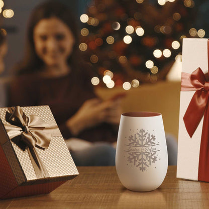 Personalisiertes Windlicht „Schneeflocke“ – Name & Datum