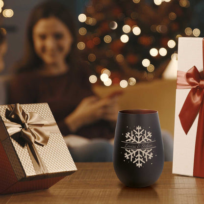 Personalisiertes Windlicht „Schneeflocke“ – Name & Datum