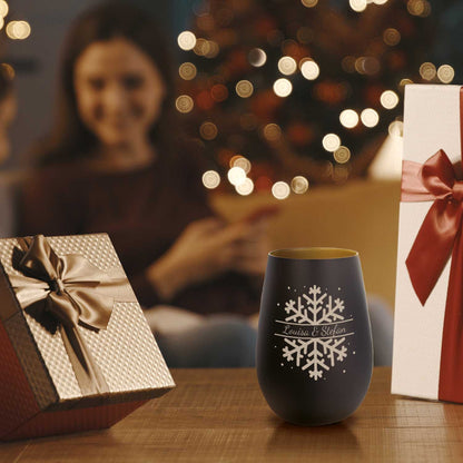 Personalisiertes Windlicht „Schneeflocke“ – Name & Datum