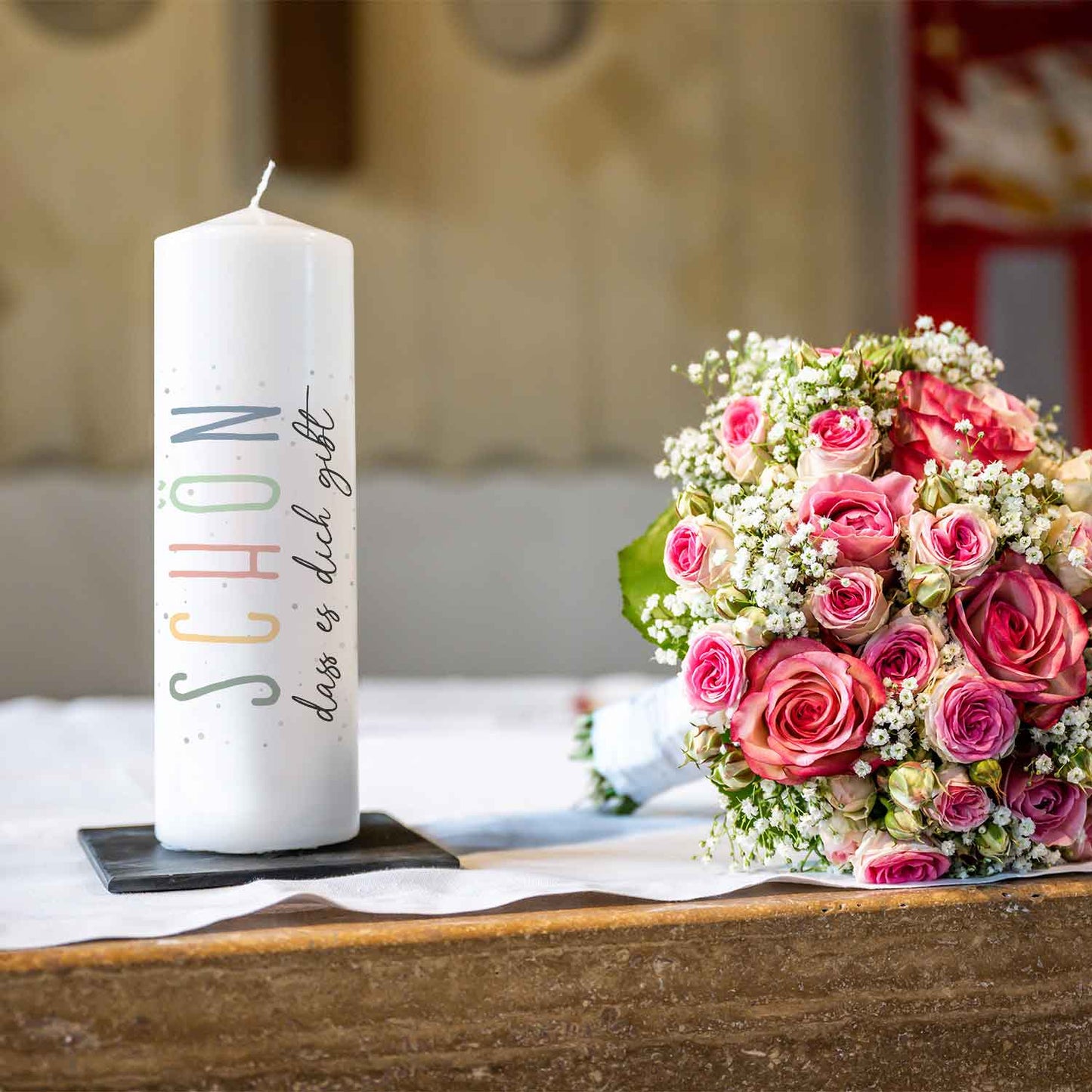 Cadeaukaars „Schön, dass es dich gibt“ – 25 cm