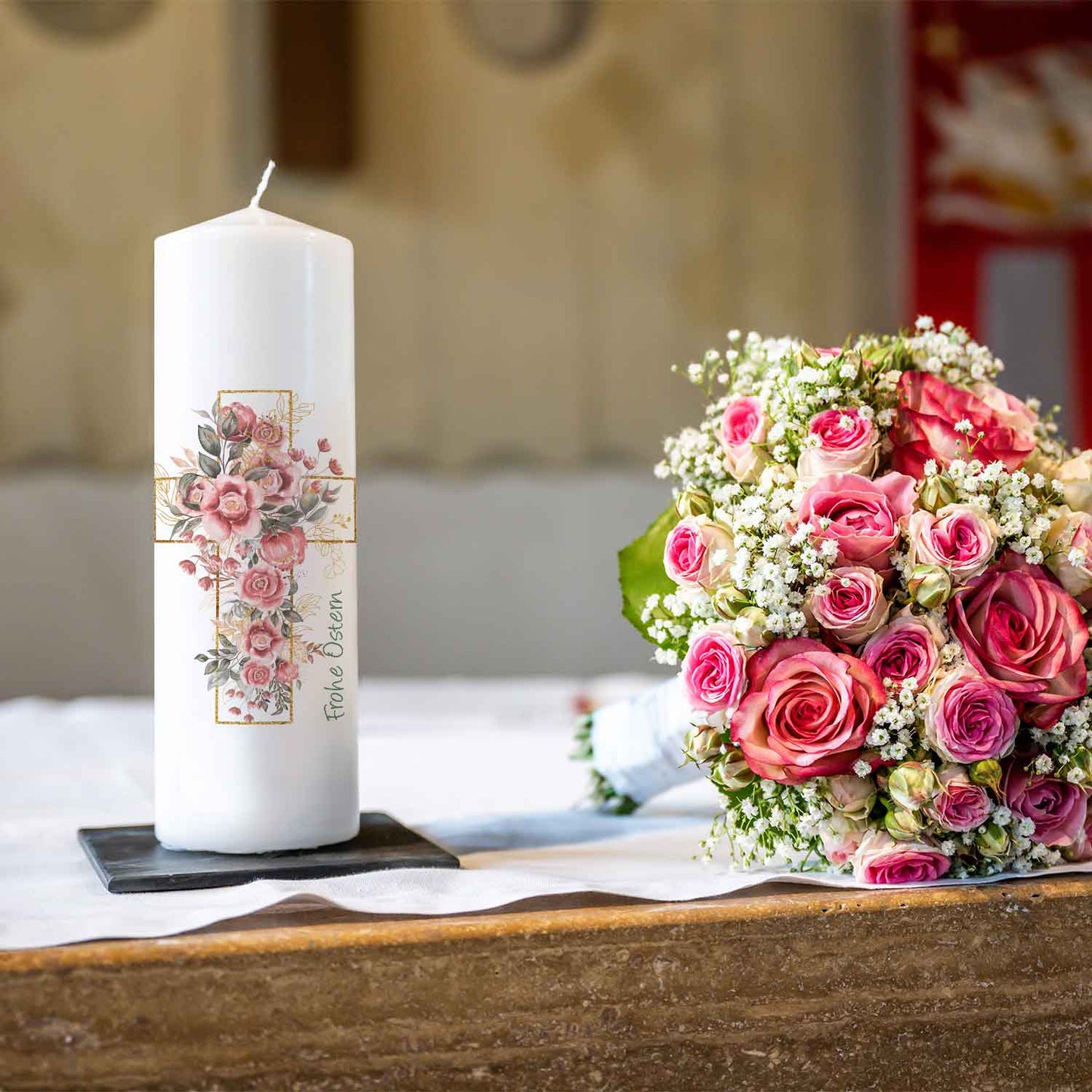 Osterkerze „Blumenkreuz“ – Motivdetail