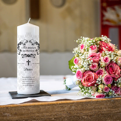 Große Gedenkkerze Rosenkranz