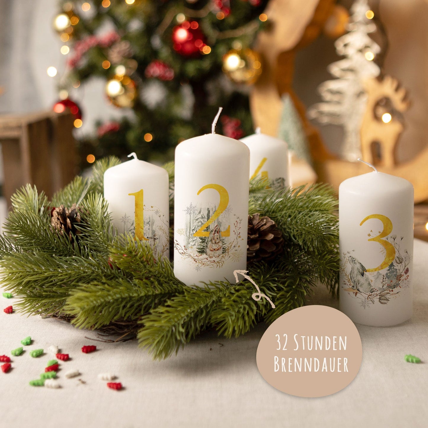 Adventskaarsen ‘Gouden cijfers’ – set van 4