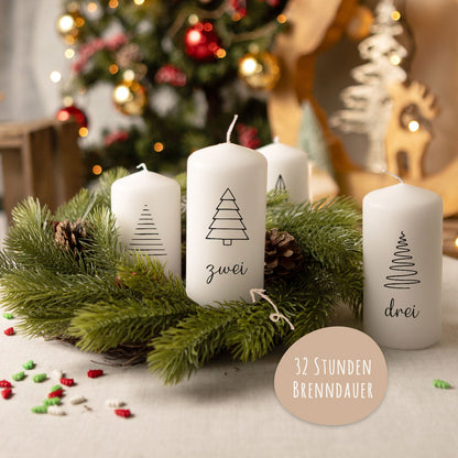 Adventskerzen „Tannenbäume“ – 4er-Set