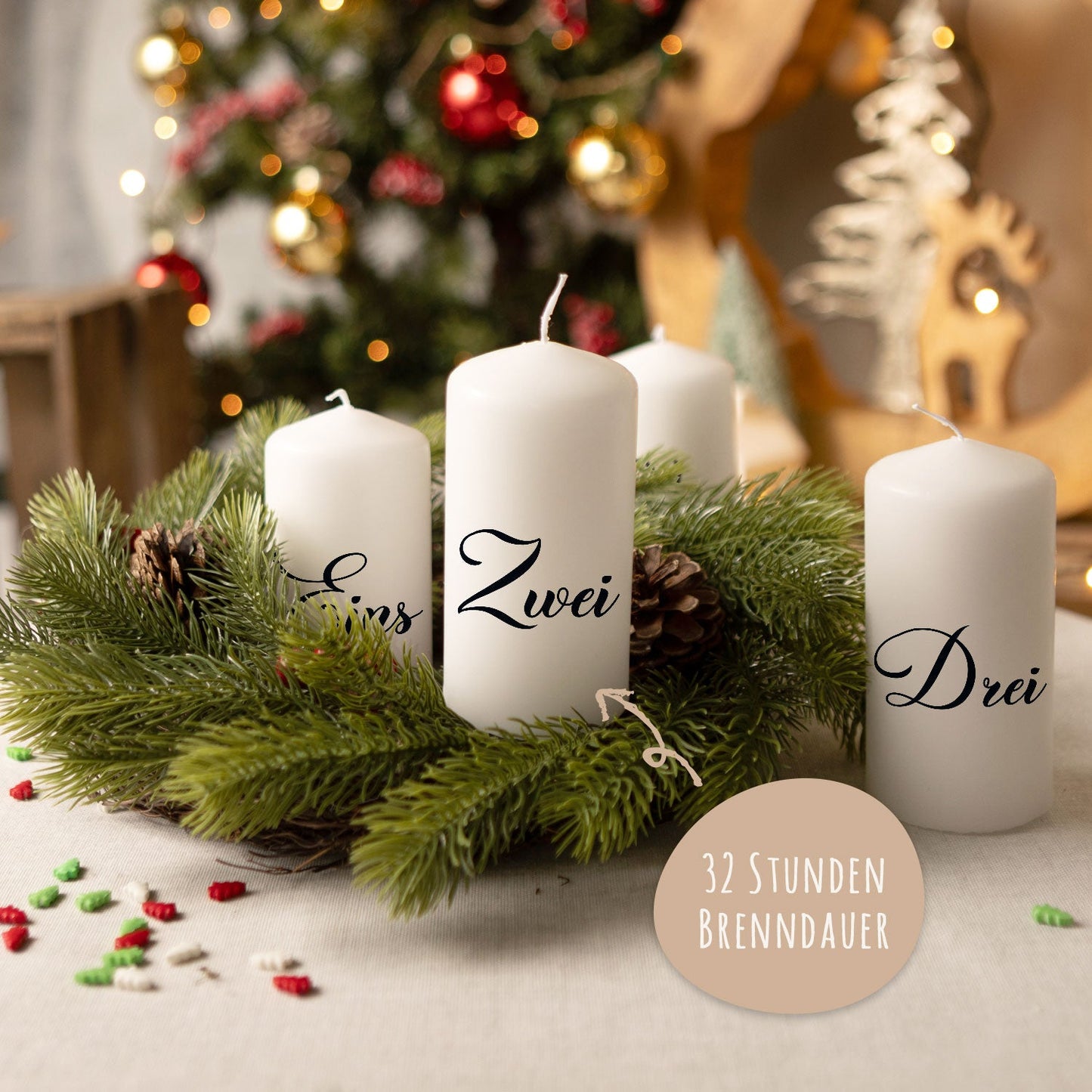 Adventskerzen „Ziffern“ – 4er-Set mit Zahlen oder Schrift