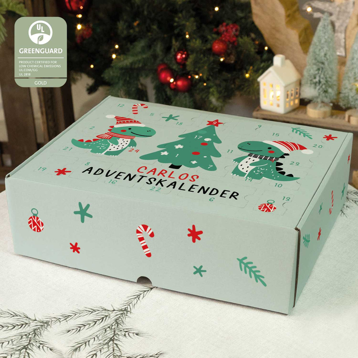 Gepersonaliseerde DIY-adventskalender „Dino’s“ – om zelf te vullen