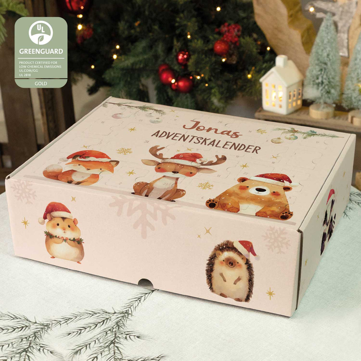 Gepersonaliseerde DIY-adventskalender „Wintertrio“ – om zelf te vullen