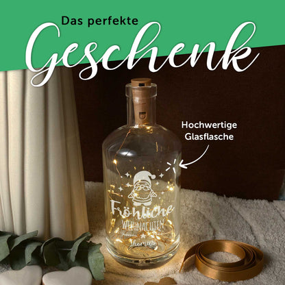 Personalisiertes LED-Flaschenlicht „Santa“ – mit Name