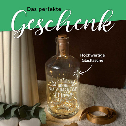 Personalisiertes LED-Flaschenlicht „Frohe Weihnachten Mama“ – mit Name