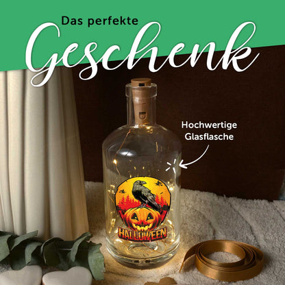 LED-Flaschenlicht „Rabe“ als Halloween-Deko