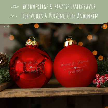 Wedding Love Weihnachtskugel – Größen- und Designansicht