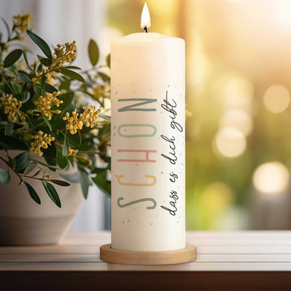 Cadeaukaars „Schön, dass es dich gibt“ – 25 cm