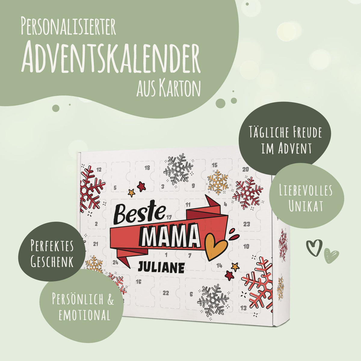 DIY-adventskalender „Beste mama/papa“ – om zelf te vullen