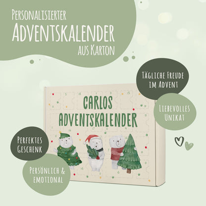 Gepersonaliseerde DIY-adventskalender „IJsberen“ – om zelf te vullen