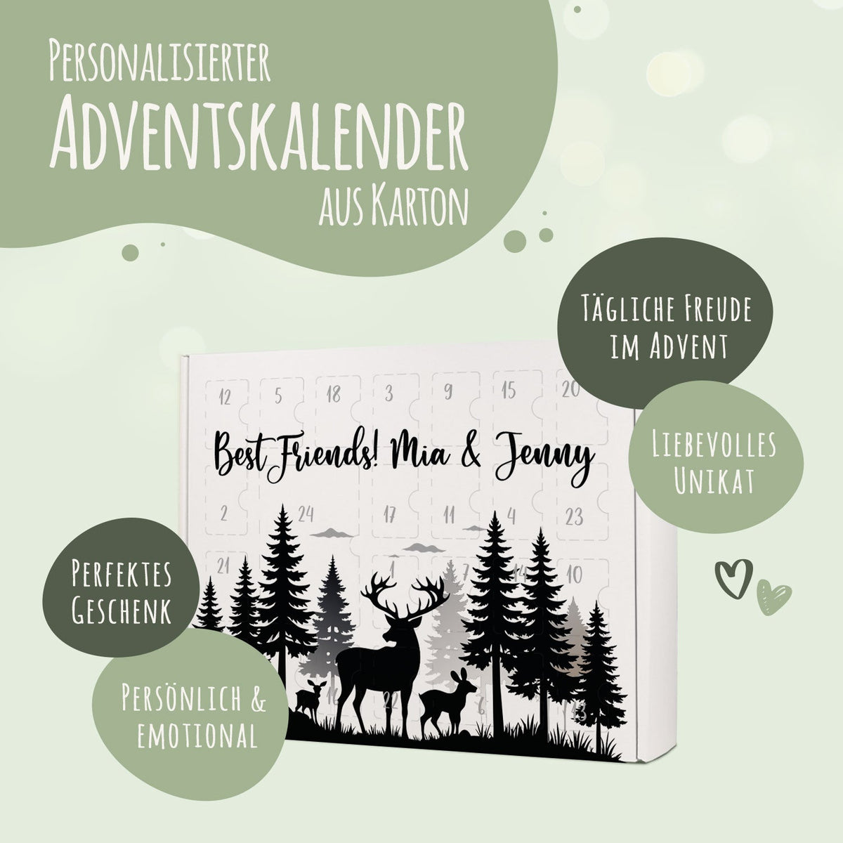 Gepersonaliseerde DIY-adventskalender „Hert“ – om zelf te vullen