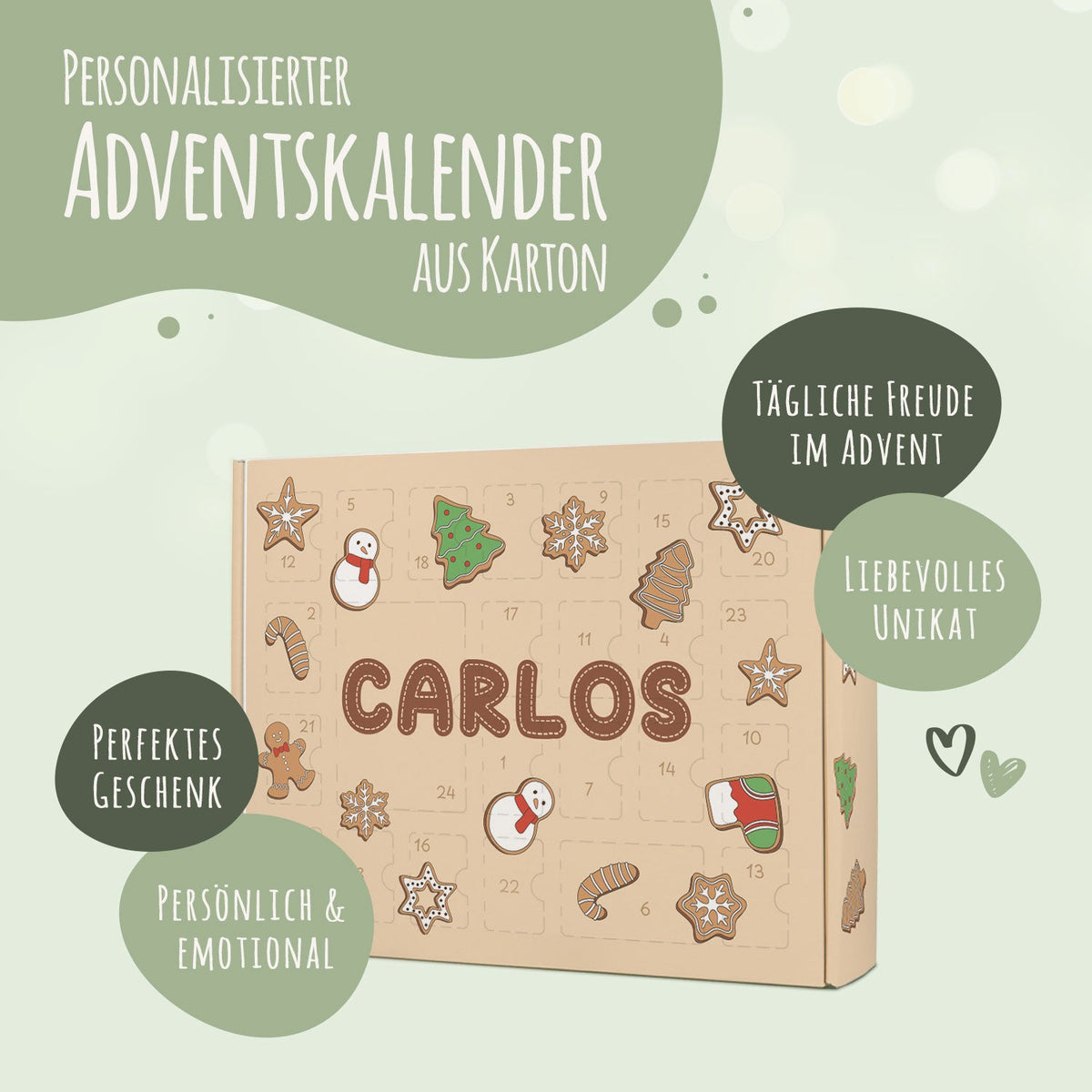 Gepersonaliseerde DIY-adventskalender „Peperkoek“ – om zelf te vullen