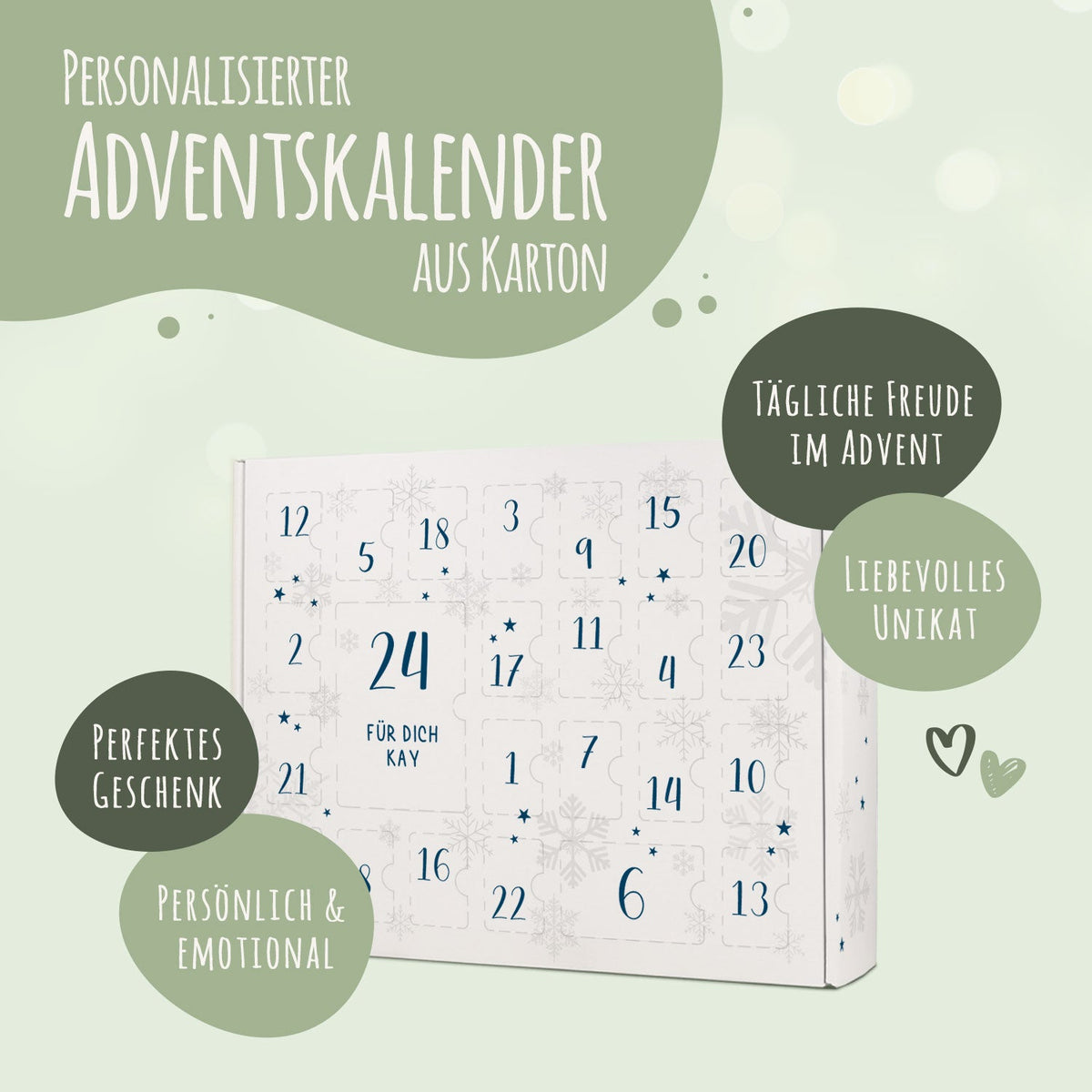 Gepersonaliseerde DIY-adventskalender „Cijfers“ – 4 kleuren