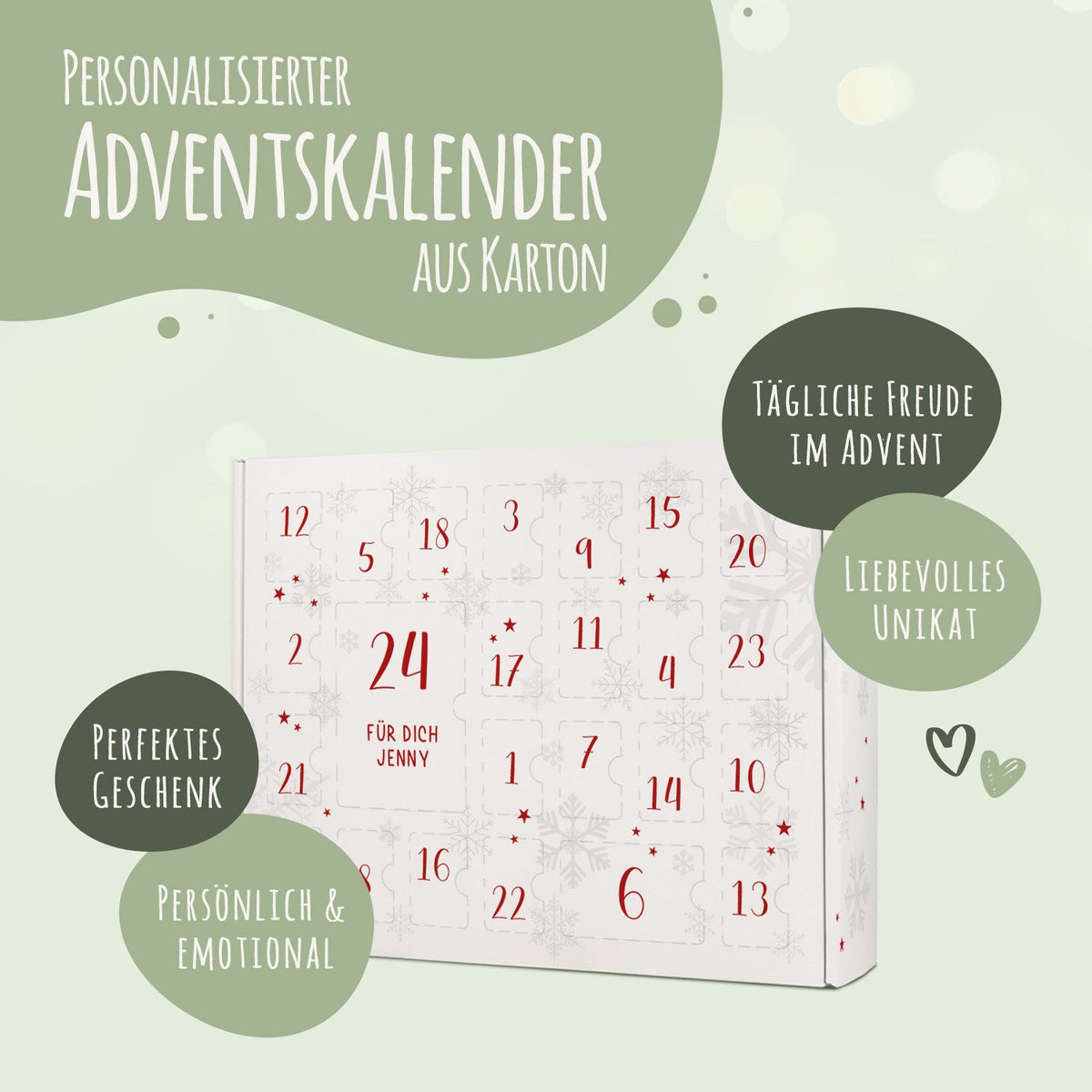 Gepersonaliseerde DIY-adventskalender „Cijfers“ – 4 kleuren
