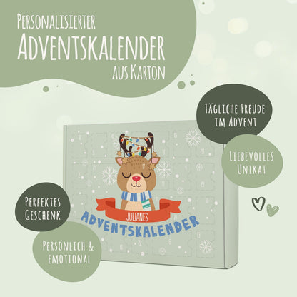 Gepersonaliseerde DIY-adventskalender „Kerstdieren“ – om zelf te vullen