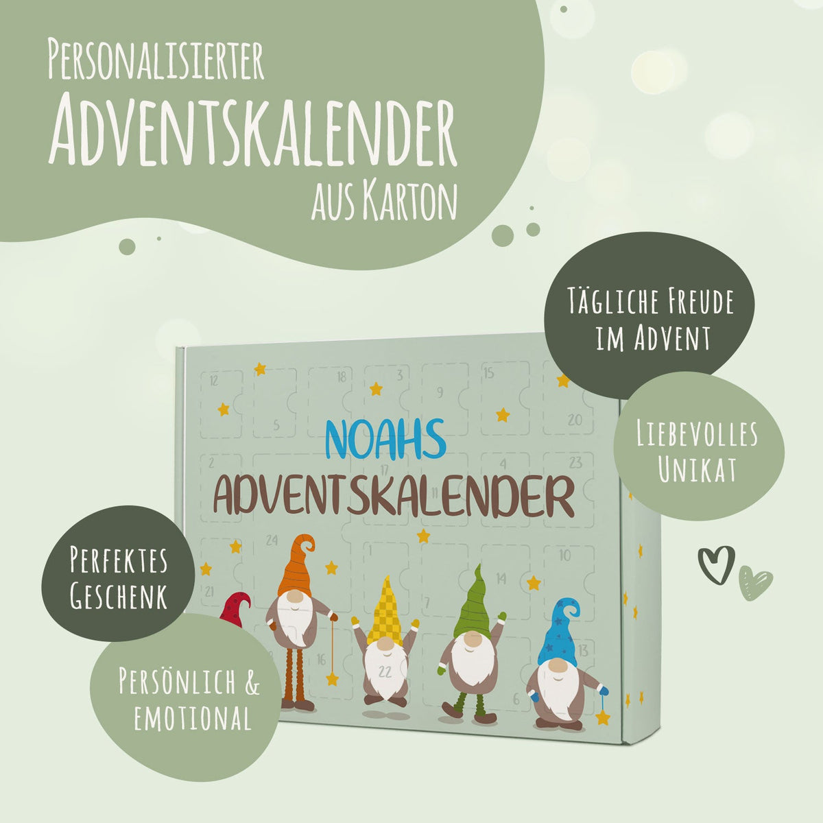 Gepersonaliseerde DIY-adventskalender „Kerstelf“ – om zelf te vullen