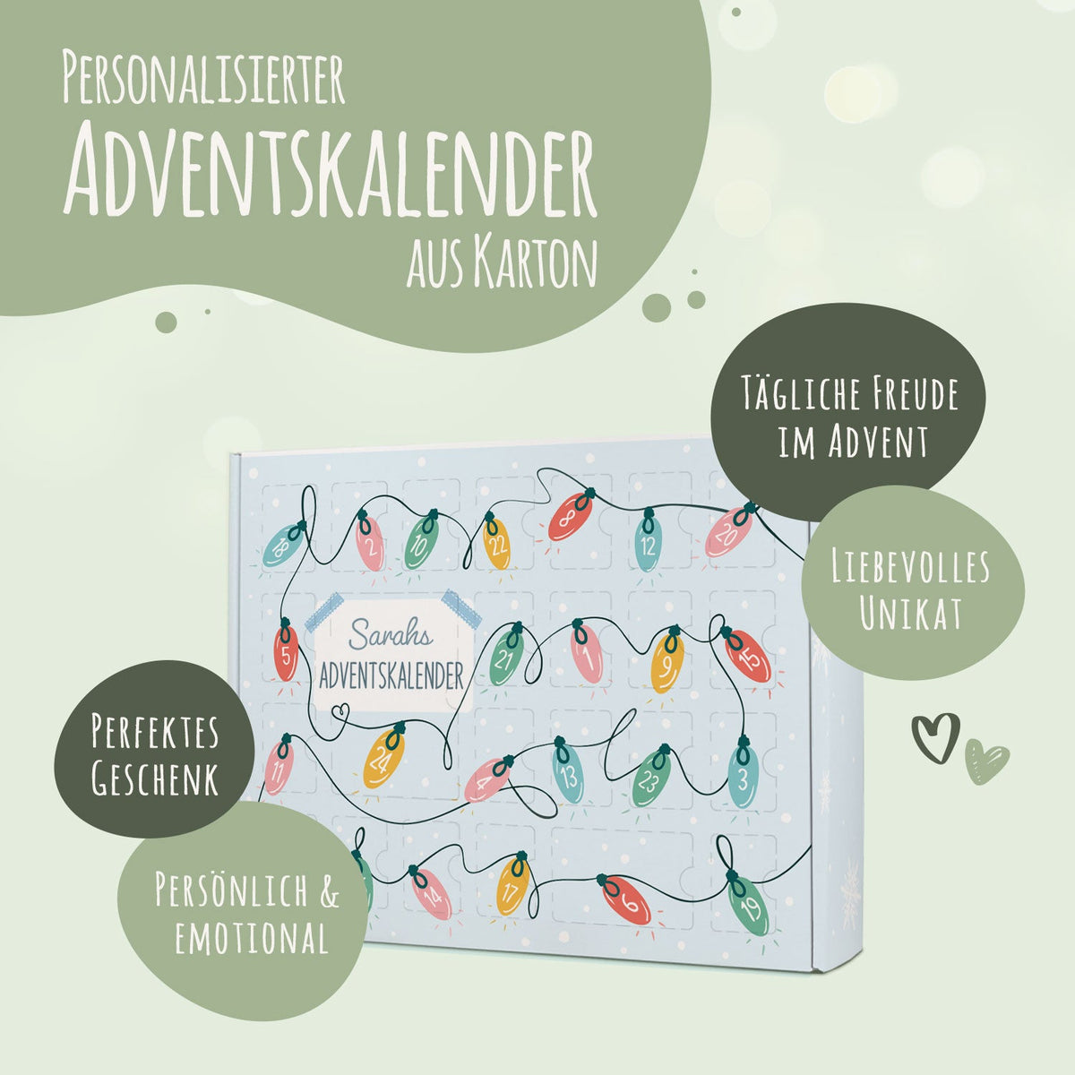 Gepersonaliseerde DIY-adventskalender „Lichtslinger“ – om zelf te vullen