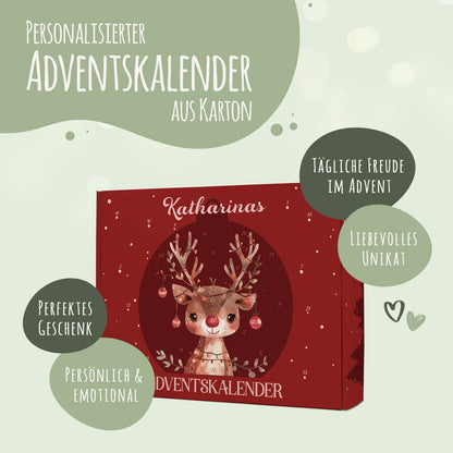 Gepersonaliseerde DIY-adventskalender „Rendier“ – om zelf te vullen