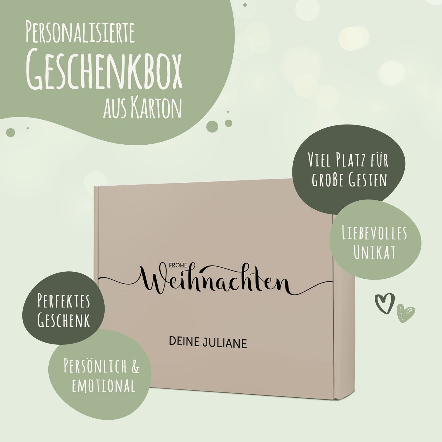 Personalisierte DIY-Geschenkbox „Frohe Weihnachten“ – Wunschtext