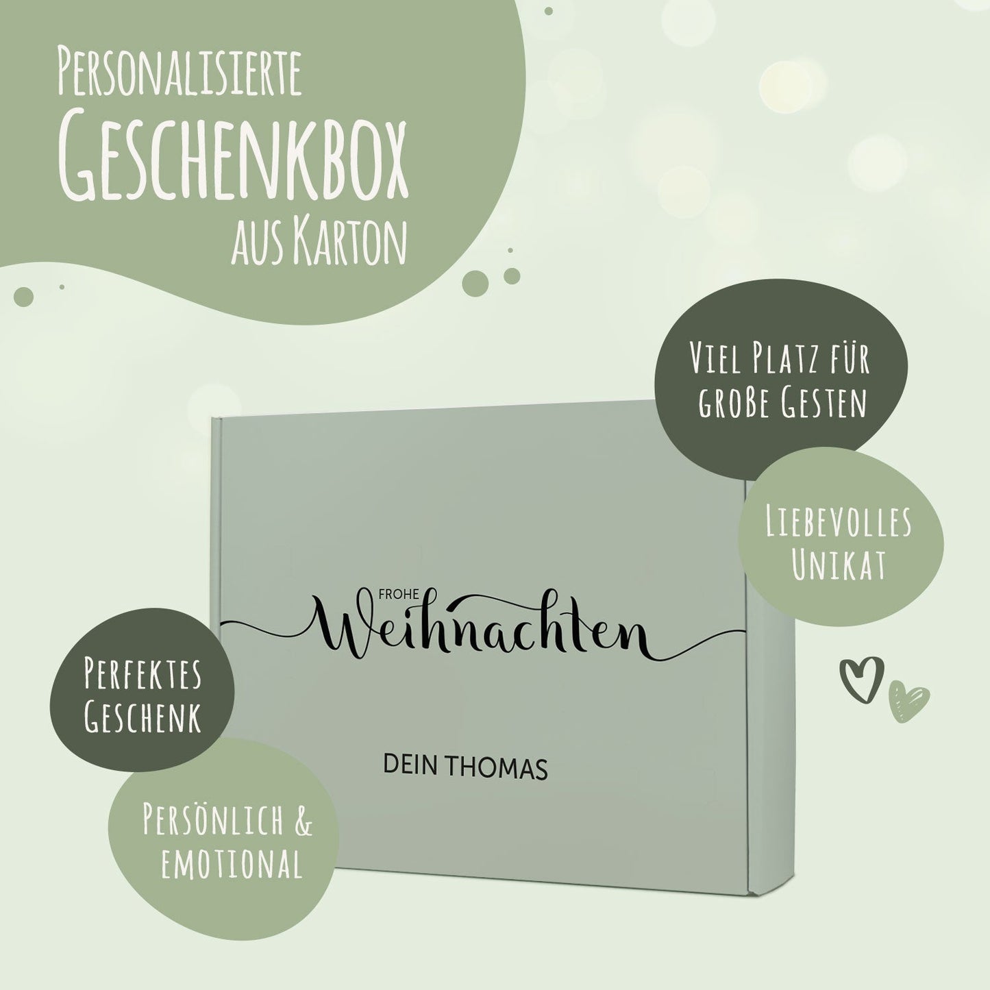 Personalisierte DIY-Geschenkbox „Frohe Weihnachten“ – Wunschtext